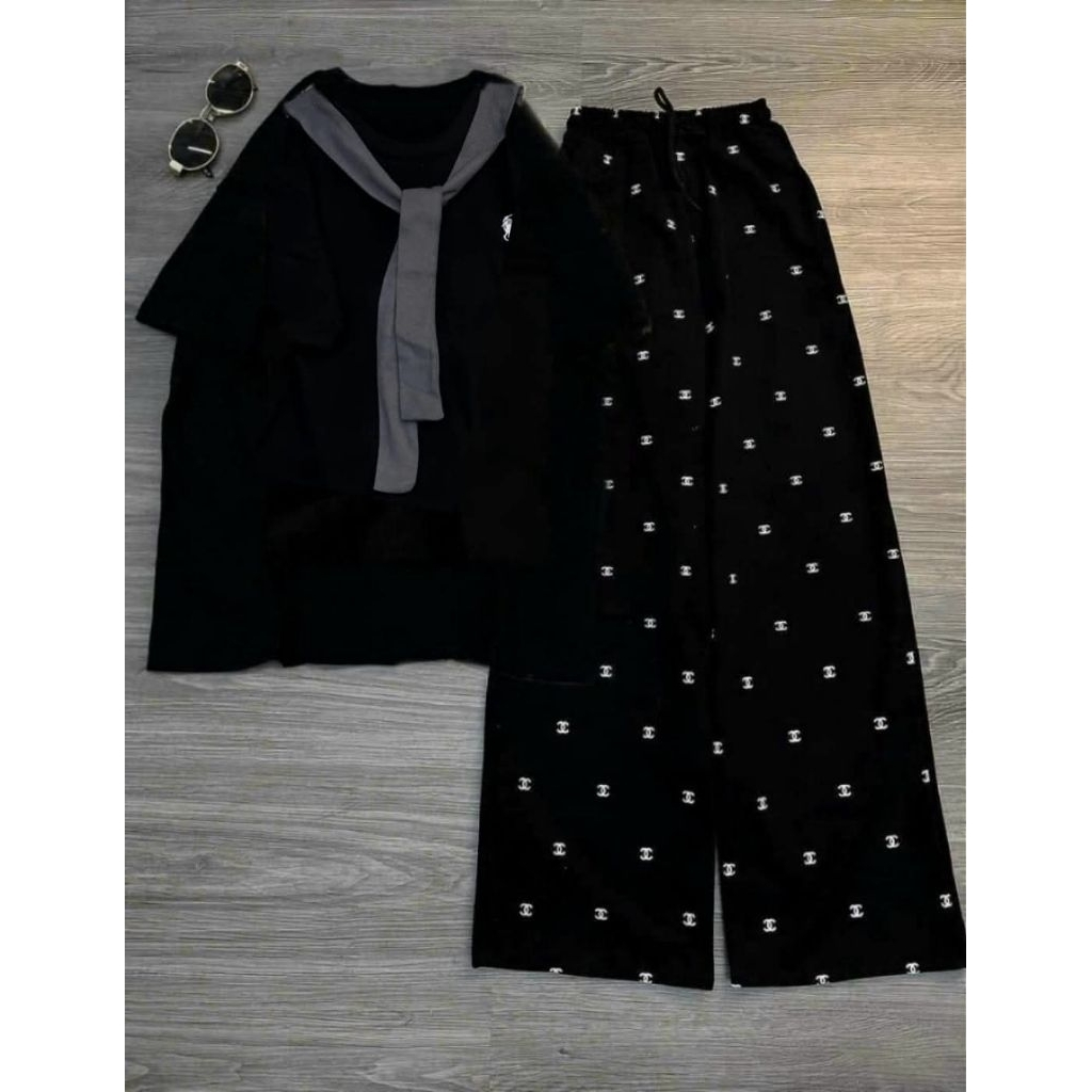 [ Rẻ Vô Địch ] Tổng hợp các sét bộ  quần ống suông cạp chun + mix kèm áo phông form rộng  tay lỡ unisex