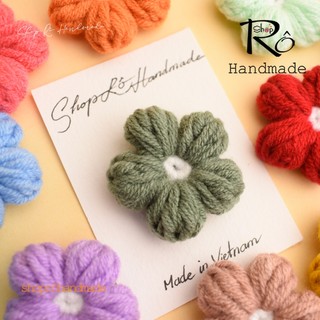 Ghim cài áo hoa len năm cánh hạt bắp dễ thương 4cm|Pin, trâm cài balo, cặp,huy hiệu|Shop Rô Handmade