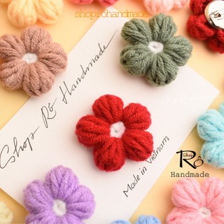 Ghim cài áo hoa len năm cánh hạt bắp dễ thương 4cm|Pin, trâm cài balo, cặp,huy hiệu|Shop Rô Handmade