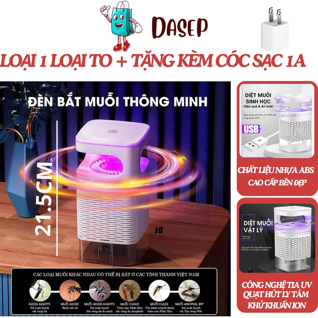 [Loại 1 +Tặng Cóc Sạc] Đèn Bắt Muỗi Thông Minh, Đèn Muỗi Tự Động diệt Côn Trùng Công Nghệ Diệt Khuẩn Kép