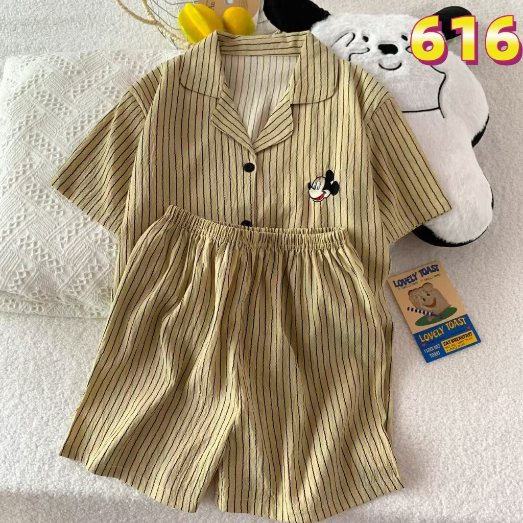 Bộ ngủ pijama đồ ngủ nữ cộc tay hoạ tiết dễ thương pyjama 626
