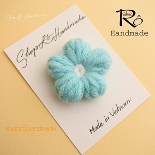 Ghim cài áo hoa len năm cánh hạt bắp dễ thương 4cm|Pin, trâm cài balo, cặp,huy hiệu|Shop Rô Handmade