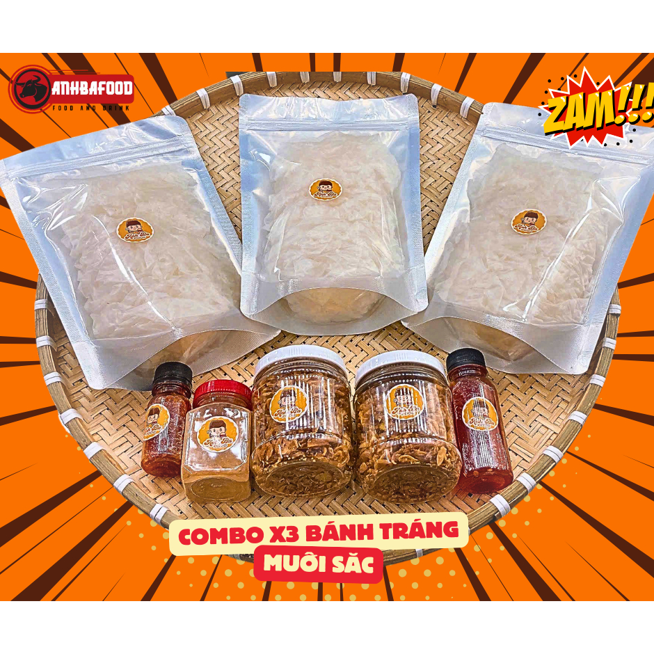 [COMBO 8 MÓN] Bánh Tráng Phơi Sương Muối Sặc Ăn Kèm Sốt Bò Gia Truyền