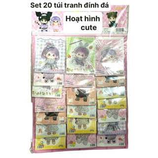 Vỷ 20 túi tranh đính đá nhân vật hoạt hình dễ thương