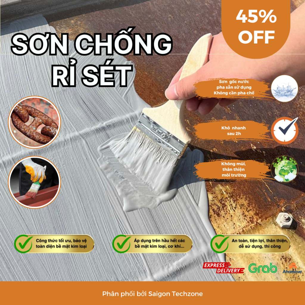 Sơn Chống Rỉ Sét, Han Gỉ Kim Loại Gốc Nước Phù Hợp Nhiều Bề Mặt Cơ Khí ...