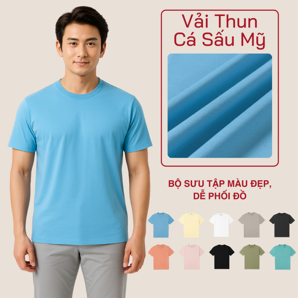 COMBO 3 Áo Thun Pique Premium YOURNAME Vải Sang Trọng, Tiêu Chuẩn 230gsm, Co Giãn 4 Chiều, Mềm Mát