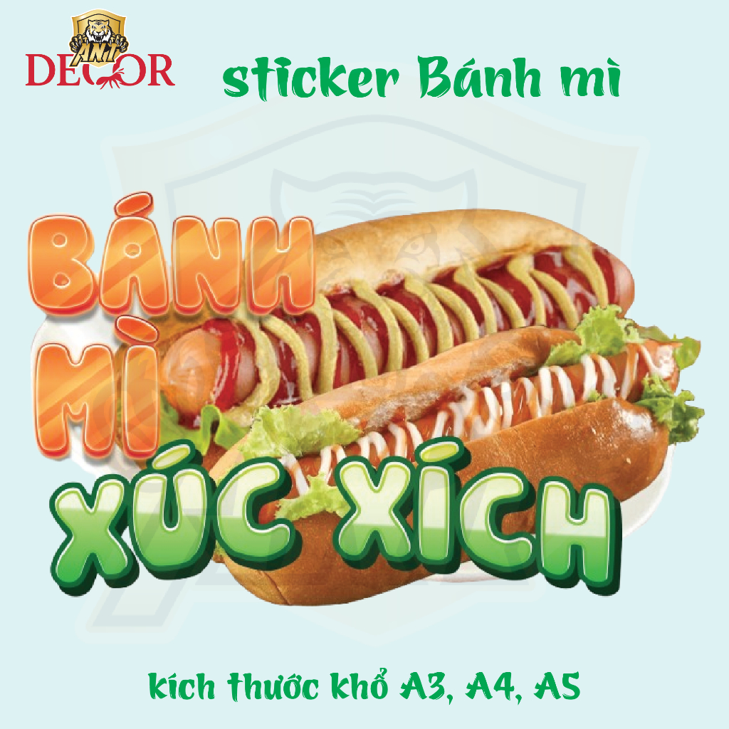 Decal Bánh Mì Các Loại - Trang Trí Dán Tiệm Bánh Mì, Xe Bánh Mì - Chất Liệu Chống Thấm Nước.