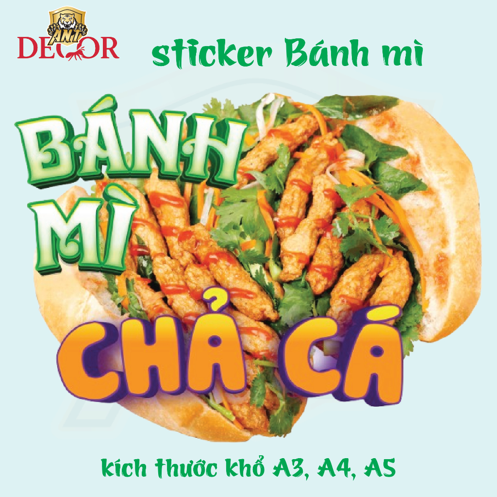 Decal Bánh Mì Các Loại - Trang Trí Dán Tiệm Bánh Mì, Xe Bánh Mì - Chất Liệu Chống Thấm Nước.