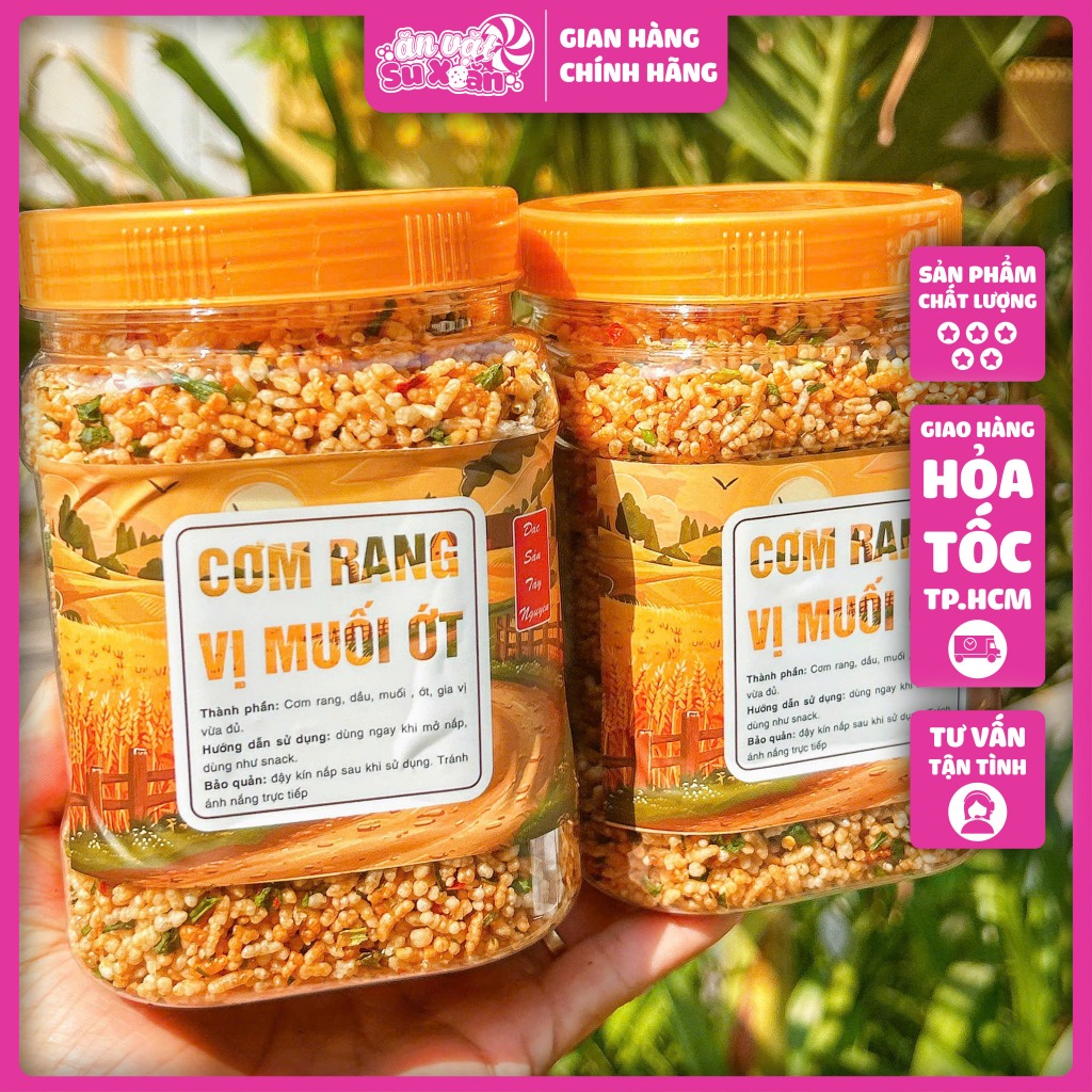 CƠM RANG TÂY NGUYÊN VỊ MUỐI ỚT Siêu Ngon - Hũ 500gr - Ăn Vặt Su Xoắn