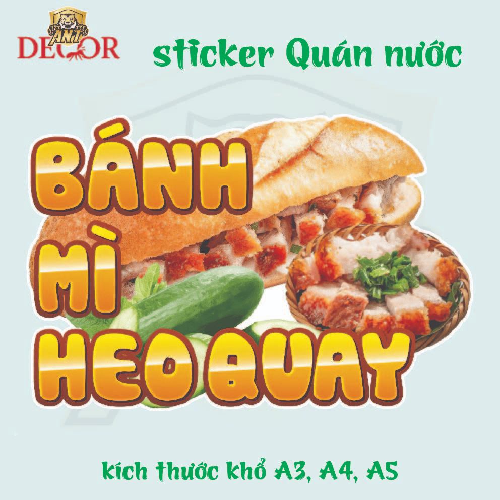 Decal Bánh Mì THỊT - Trang Trí Dán Tiệm Bánh Mì, Xe Bánh Mì - Chất Liệu Chống Thấm Nước