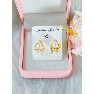 CÁC MẪU HOA TAI NGỌC TRAI CÓ ĐÍNH ĐÁ VIỀN XUNG QUANH HÀNG TITAN BỀN MÀUTRANG SỨC MẠ VÀNG 18K DÀNH CHO NỮ HÀNG CAO CẤP