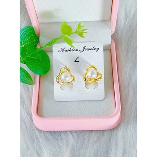CÁC MẪU HOA TAI NGỌC TRAI CÓ ĐÍNH ĐÁ VIỀN XUNG QUANH HÀNG TITAN BỀN MÀUTRANG SỨC MẠ VÀNG 18K DÀNH CHO NỮ HÀNG CAO CẤP