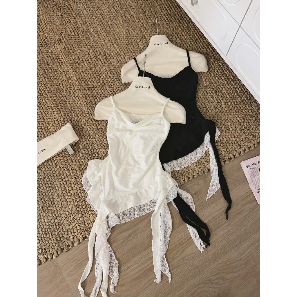 [Deal mở bán] Áo kiểu 2 dây họa tiết chéo vibe hàng QC