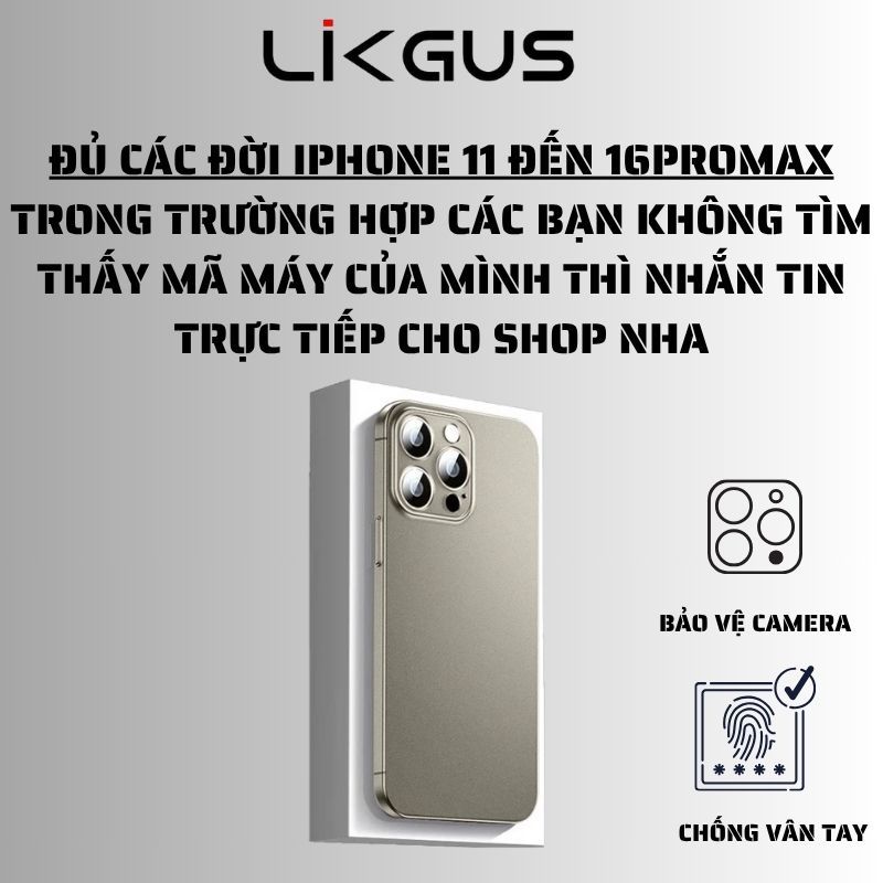 Ốp lưng Likgus nhám chống vân độ màu vàng sa mạc cho IPhone 11 12 13 14 15 16promax pro plus