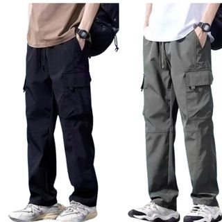 [MỞ BÁN] Quần Kaki Túi Hộp Nam Ống Rộng Cạp Chun, Quần Cargo Pants Ống Suông Retro Unisex K06