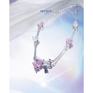 Lắc tay nơ bạc 925 Rosy Twilight, vòng tay xinh xắn, lấp lánh kèm hộp đựng và túi quà