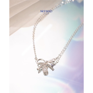 Dây chuyền bạc nữ mặt nơ ruy băng đính đá lấp lánh cho nữ Sparkling Ribbon, kèm hộp đựng sang trọng