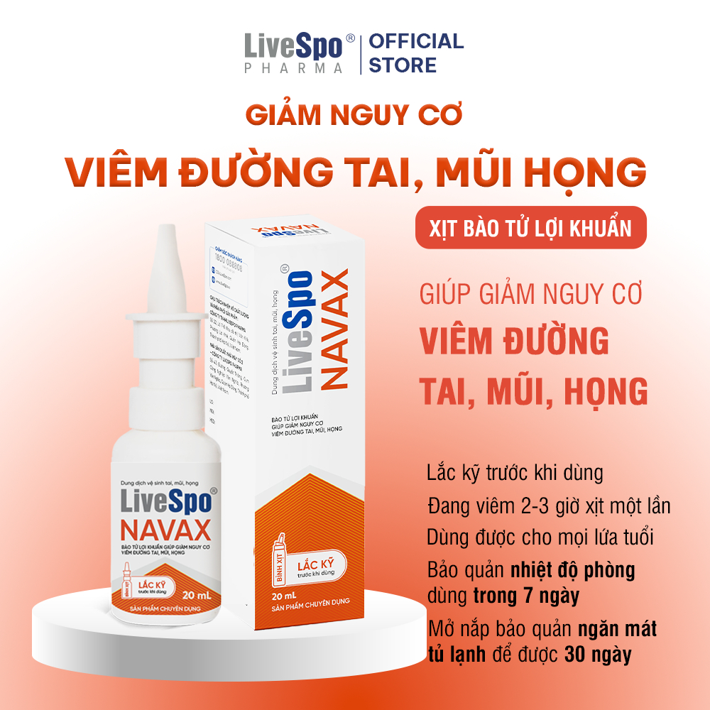 Bình xịt LiveSpo Navax Chuyên dụng (20ml) - Giảm nguy cơ sổ mũi, nghẹt mũi, viêm tai, mũi, họng