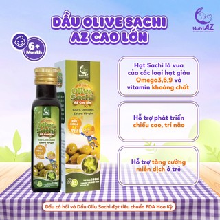 Combo 3 Dầu Ăn Dặm Cho Bé NutriAZ 100ML Cá Hồi, Oliu Sachi Và Chiên Xào Cho Bé Phát Triển Toàn Diện Nhập Khẩu Châu Âu