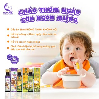 Combo 3 Dầu Ăn Dặm Cho Bé NutriAZ 100ML Cá Hồi, Oliu Sachi Và Chiên Xào Cho Bé Phát Triển Toàn Diện Nhập Khẩu Châu Âu