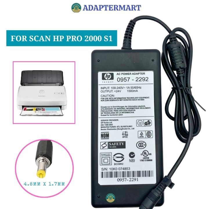 AC Power Adapter For HP ScanJet 5530, G4010, G4050, L1956A, L1957A. This HQRP 65W Power Supply Outputs 24V At 2.65A And Works With A Wide Range Of HP Scanjet Scanners.