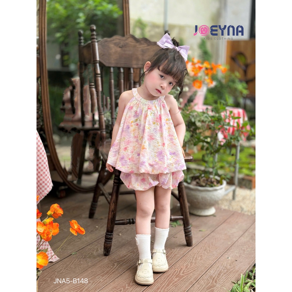 Set yếm cộc Joeyna B148 tơ lụa 2 lớp cho bé