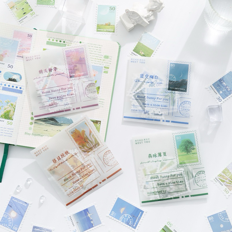 Set 50 Tấm Sticker Dạng Tem Thư Chủ Đề Phong Cảnh Basic Theo Tone Màu ...