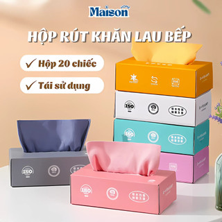 Hộp 20 Khăn Lau Bếp Thấm Hút Đa Năng MAISON Dạng Rút Tiện Lợi, Khăn Vải Lau Bếp, Lau Bát Đĩa Tái Sử Dụng