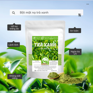 Bột trà xanh nguyên chất giúp đào thải độc tố, giảm, mụn, sáng da và chống lão hóa bịch 100 gram