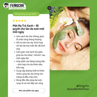 Bột trà xanh nguyên chất giúp đào thải độc tố, giảm, mụn, sáng da và chống lão hóa bịch 100 gram