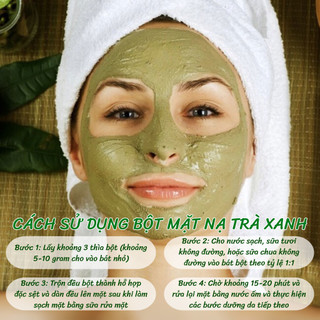 Bột trà xanh nguyên chất giúp đào thải độc tố, giảm, mụn, sáng da và chống lão hóa bịch 100 gram