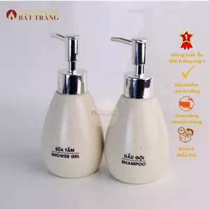 Bình Đựng Sữa Tắm, Nước Rửa Tay, Dầu Gội Gốm Sứ Bát Tràng Dùng Cho Khách sạn, Bình Dáng Xoài 200ml