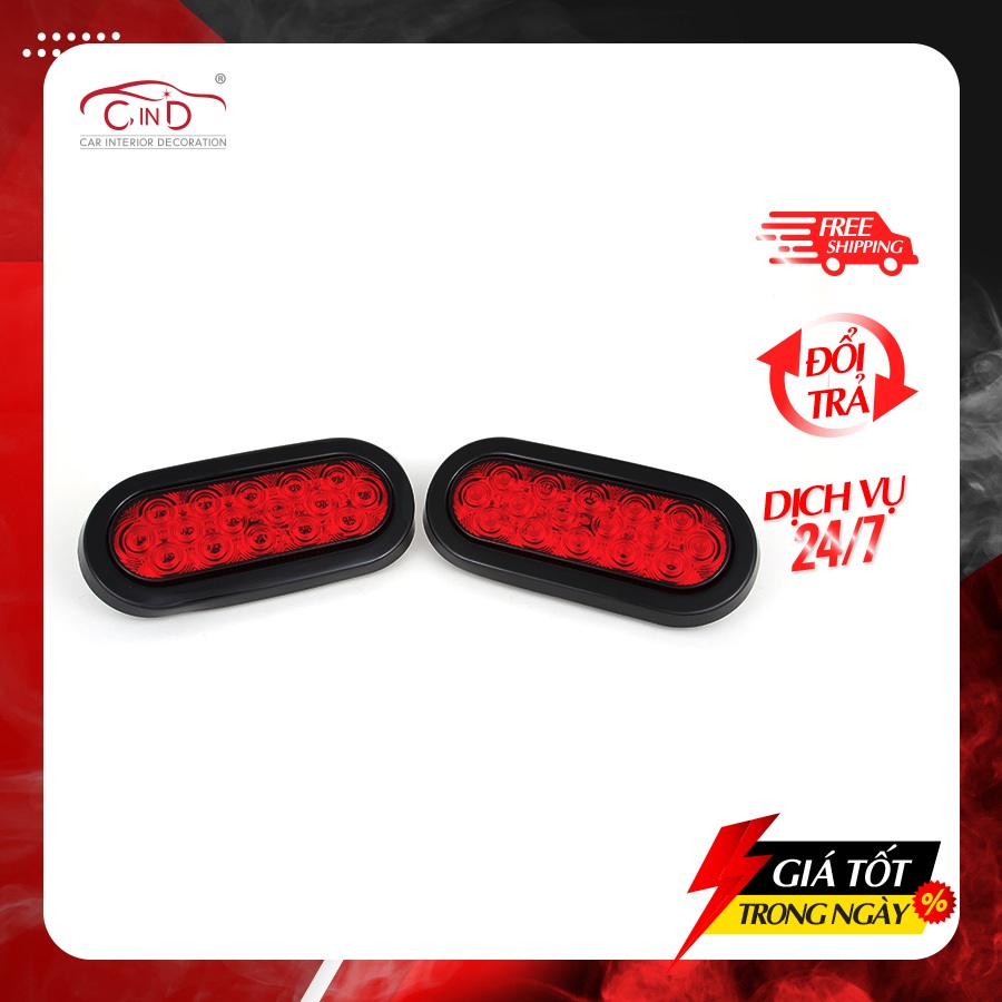 Combo 2 Đèn Led Hình Oval Xe Tải VIAIR VI019 24V Màu Đỏ