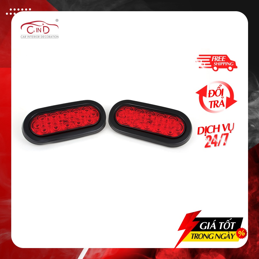 Combo 2 Đèn Led Hình Oval Xe Tải VIAIR VI-019 12V Màu Đỏ
