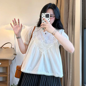 Áo Babydoll Sơ Mi Tay Phồng Phối Hoa Thêu 247store Phong Cách Ulzzang Bbd691
