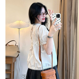 Áo Babydoll Sơ Mi Tay Phồng Phối Hoa Thêu 247store  Phong Cách Ulzzang Bbd691