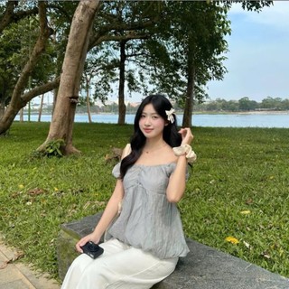 Áo kiểu dáng bí phồng voan tơ đính cúc ngực LAVIAN A67