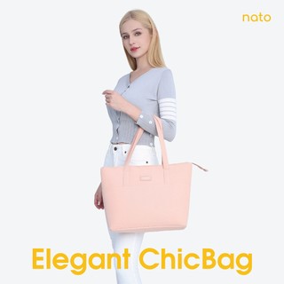 Túi tote vải canvas nữ Natoli làm công sở to, xinh, đựng laptop có khóa kéo Elegant Chicbag T4