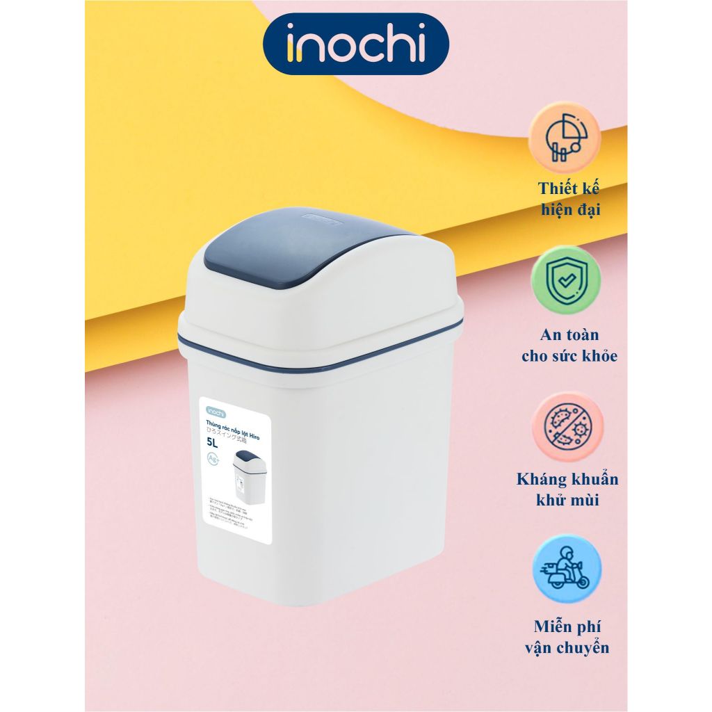 [INOCHI] Thùng Rác Nắp Lật 5L (CÓ RUỘT) Cao Cấp Nhựa Nguyên Sinh Kháng ...