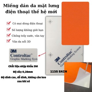 Dán lưng điện thoại, Miếng dán da 3M cắt sẵn, Dán skin iphone Samsung Oppo Xiaomi Vivo