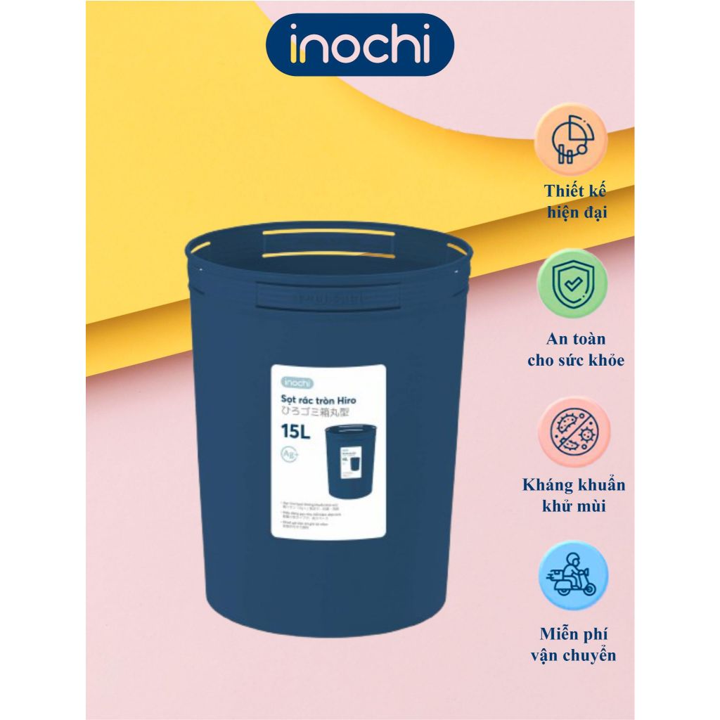 [INOCHI] Sọt rác tròn tiện lợi Hiro khử khuẩn inochi 5L, 10L, 15L ...
