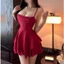 HT79 Váy ngủ sexy form ngắn cổ đổ hở lưng đan dây gợi cảm,đồ ngủ lụa dáng xoè tôn dáng HT79