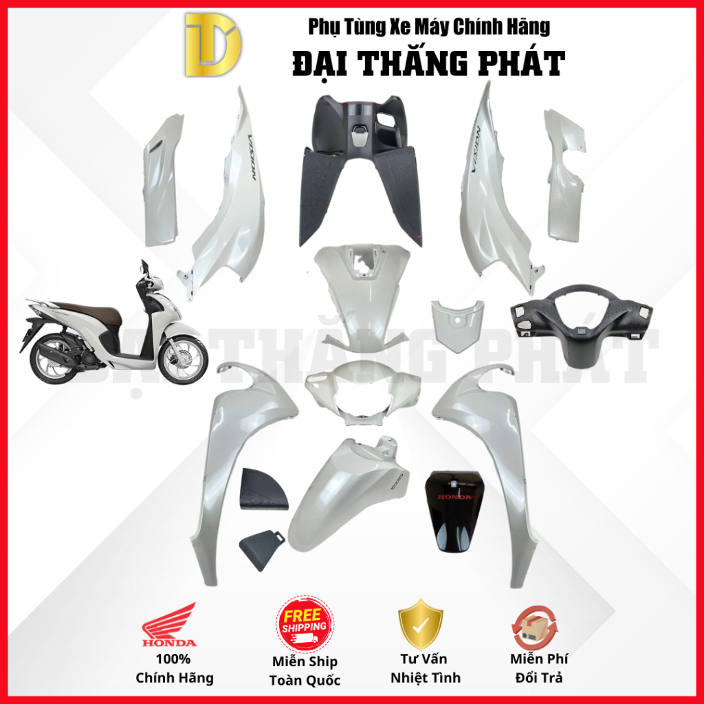 (Có bán lẻ) Dàn áo Vision 110cc (2023) K2C màu Trắng B35P phiên bản cao ...