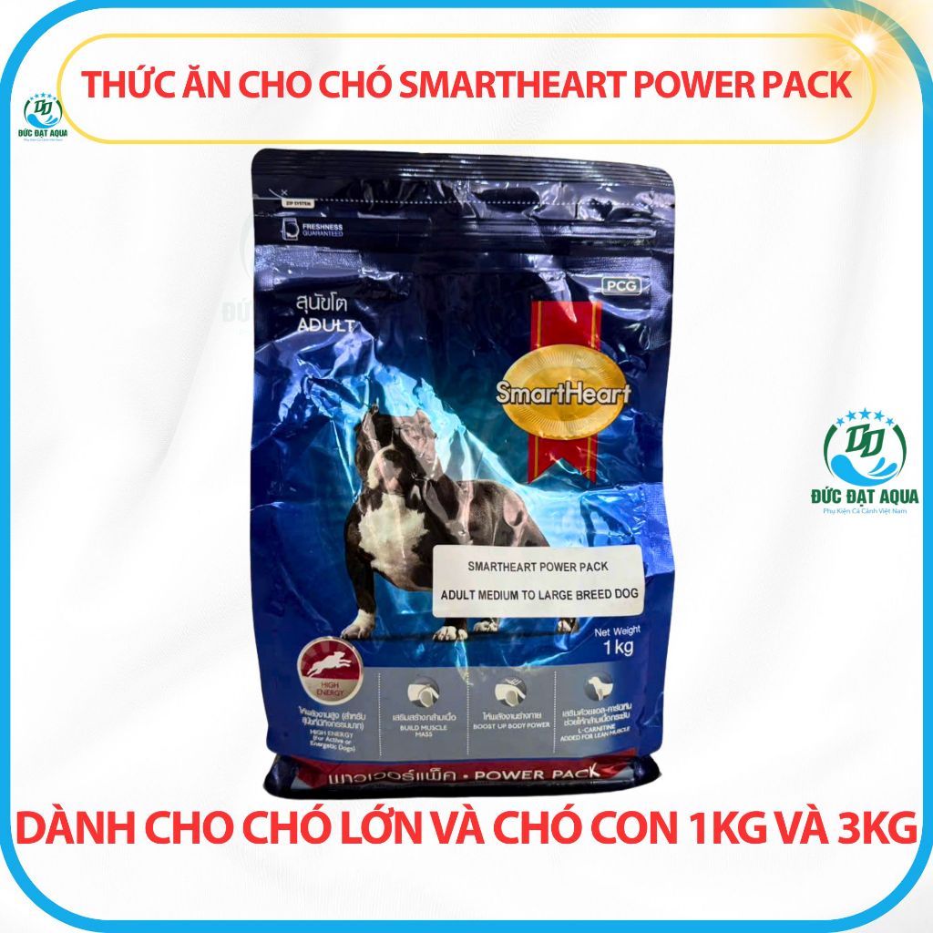 Thức Ăn Cho Chó Smartheart Power Pack Dành Cho Chó Lớn Và Chó Con 1kg Và 3kg, giúp Tăng Cơ Bắp 7