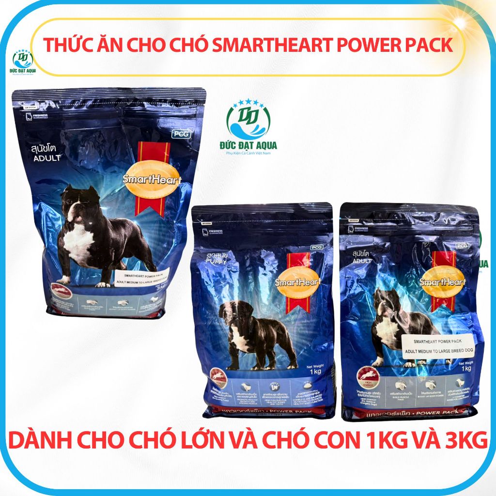 Thức Ăn Cho Chó Smartheart Power Pack Dành Cho Chó Lớn Và Chó Con 1kg Và 3kg, giúp Tăng Cơ Bắp 9