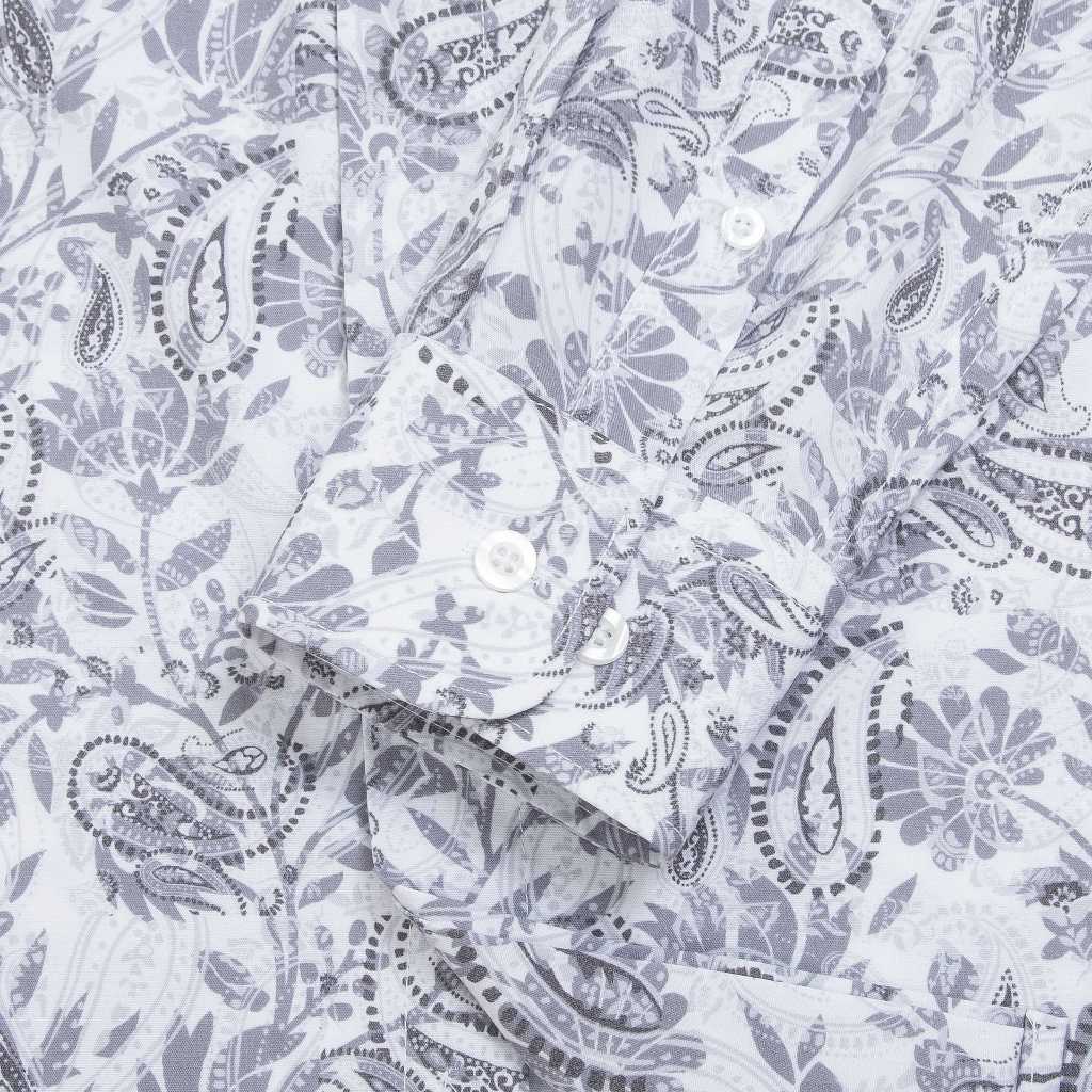 Sơmi Hoạ Tiết Floral Cao Cấp, Black & White