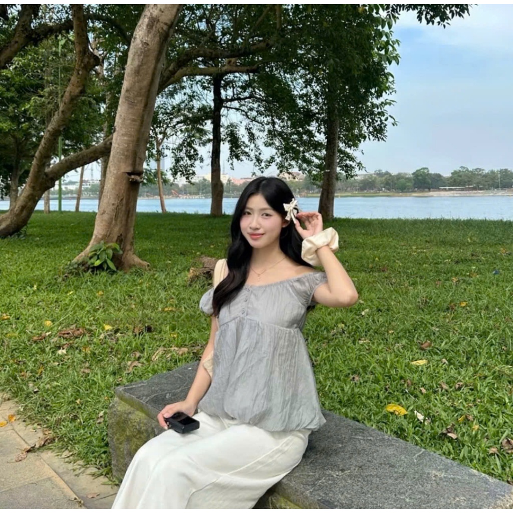 Áo babydoll kiểu dáng bí phồng cúc đính ngực siêu xinh TAM A67