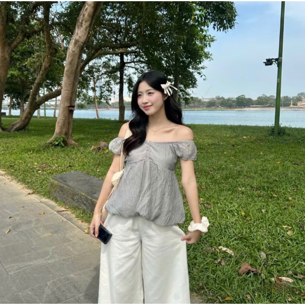 Áo babydoll kiểu dáng bí phồng cúc đính ngực siêu xinh TAM A67