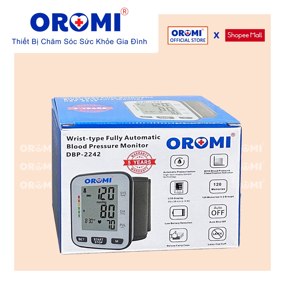 Máy Đo Huyết Áp Điện Tử Cổ Tay OROMI DBP-2242 - Đọc Kết Quả Bằng Giọng Nói