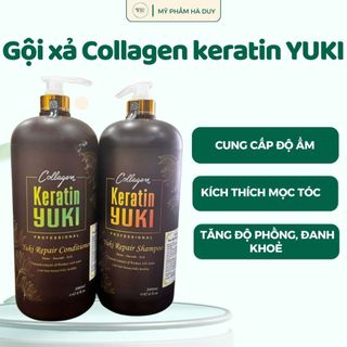 Gội xả colagen keratin YUKI 2000ml/1 chai siêu mềm mượt, kích mọc tóc , phục hồi tóc hư tổn